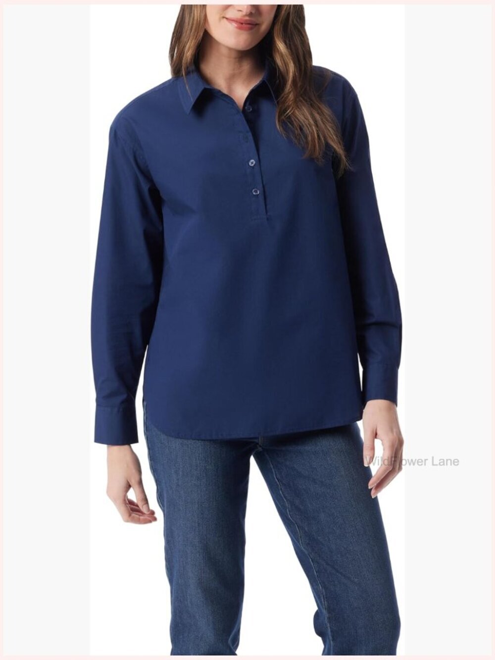 Women's Cuffed Long Sleeve Button Blouse High-Low Pullover